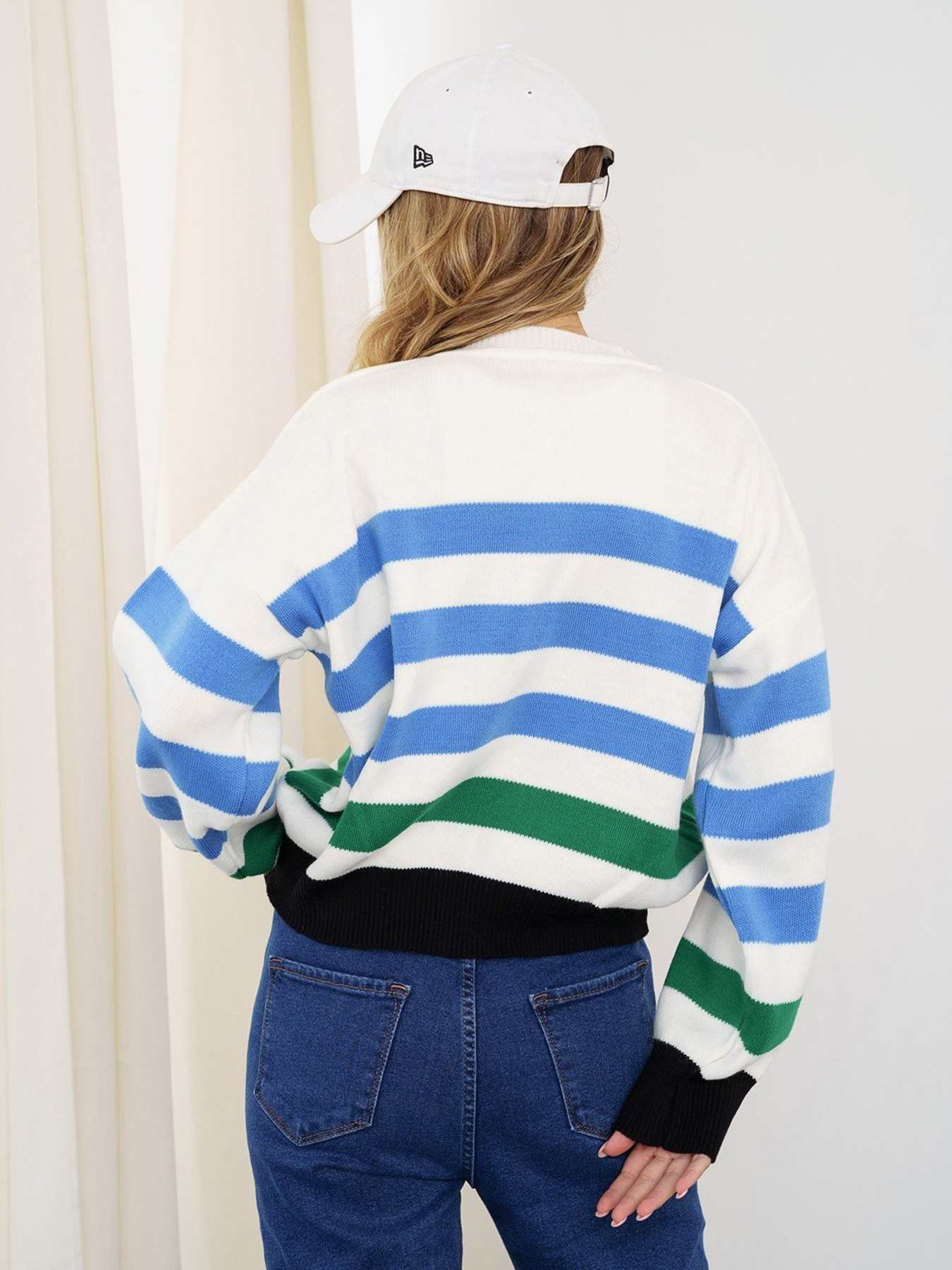 Джемпер ISSA Plus модель WN20-340_whiteblue Фото