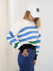 Джемпер ISSA Plus модель WN20-340_whiteblue Фото