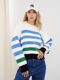 Джемпер ISSA Plus модель WN20-340_whiteblue Фото