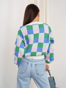 Джемпер ISSA Plus модель WN20-341_greenpink Фото