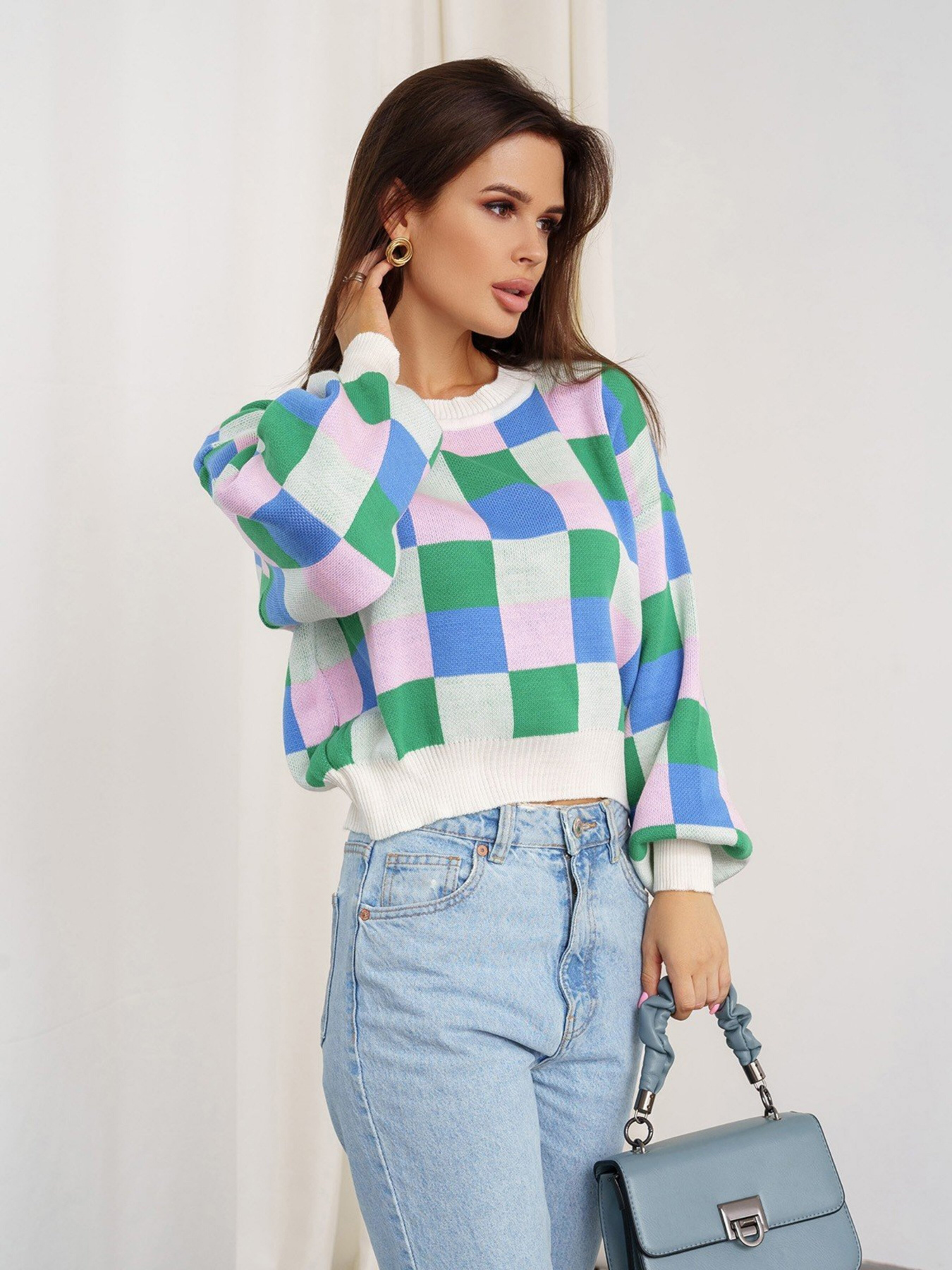 Джемпер ISSA Plus модель WN20-341_greenpink Джемпер ISSA Plus модель WN20-341_greenpink Фото