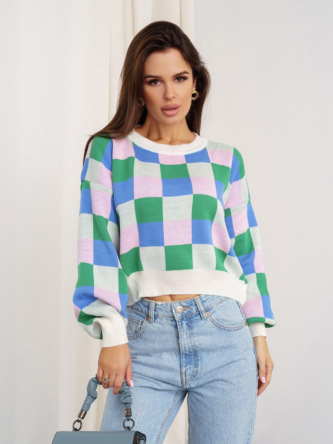 Джемпер ISSA Plus модель WN20-341_greenpink Джемпер ISSA Plus модель WN20-341_greenpink Фото