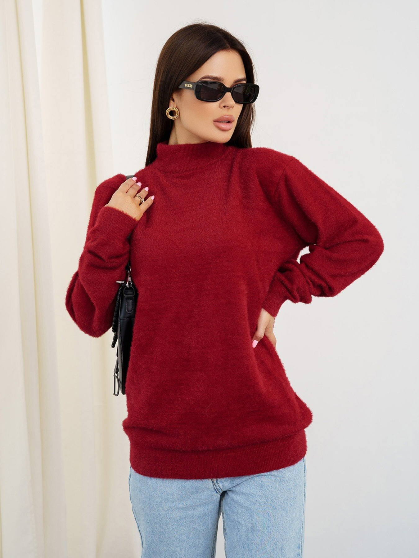 Свитер ISSA Plus модель WN20-347_burgundy Фото