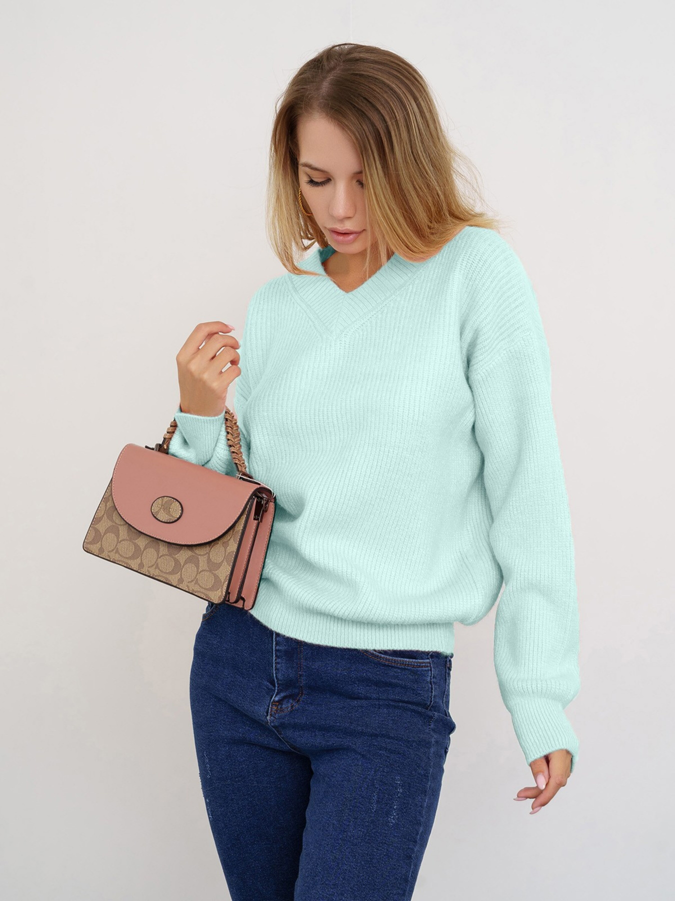 Свитер ISSA Plus модель WN20-324_mint Фото