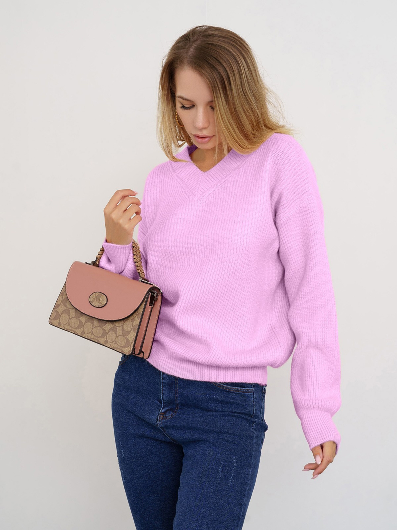 Свитер ISSA Plus модель WN20-324_lilac Фото