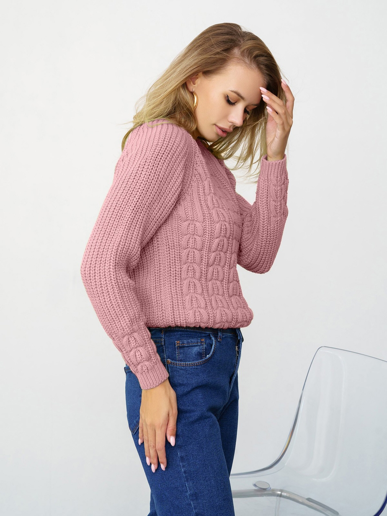 Свитер ISSA Plus модель WN20-334_darkpink Фото