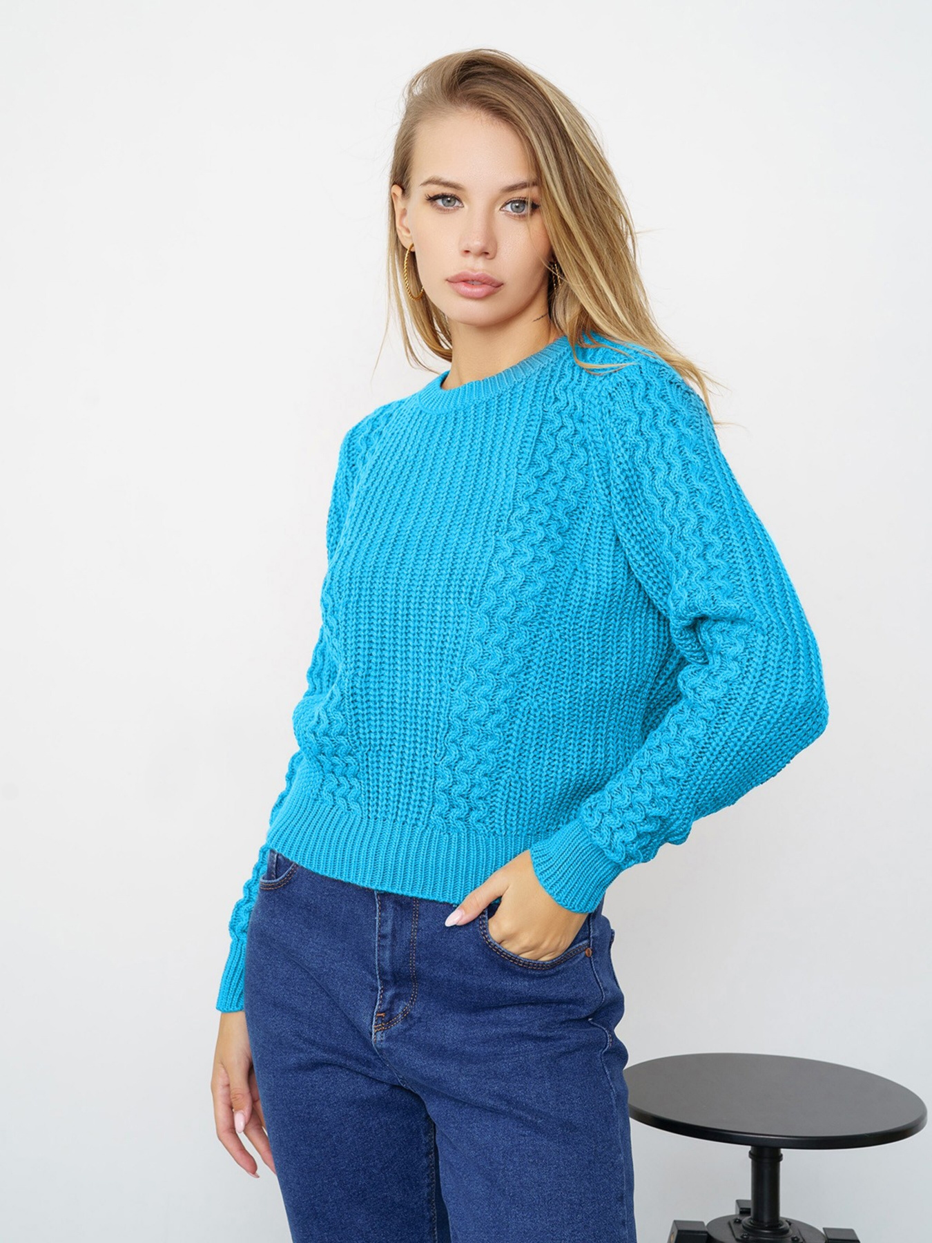 Джемпер ISSA Plus модель WN20-337_blue Фото