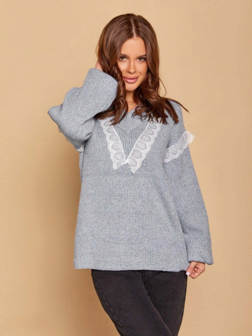 Свитер ISSA Plus модель WN20-178_grey Фото