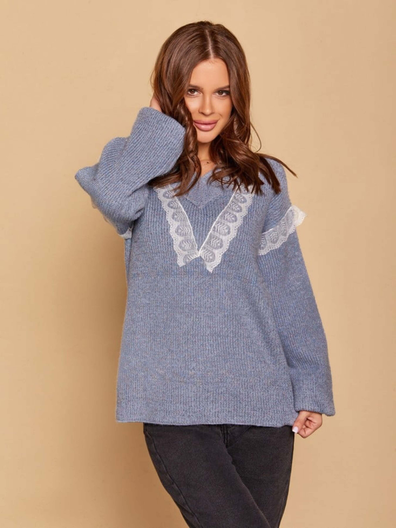 Свитер ISSA Plus модель WN20-178_lilac Фото