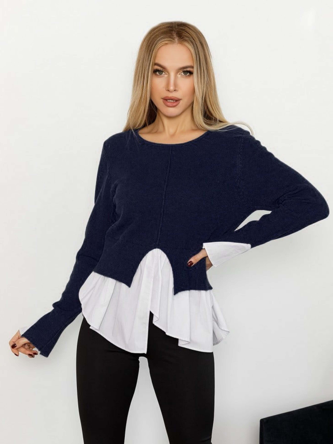 Свитер ISSA Plus модель WN20-215_darkblue Свитер ISSA Plus модель WN20-215_darkblue Фото