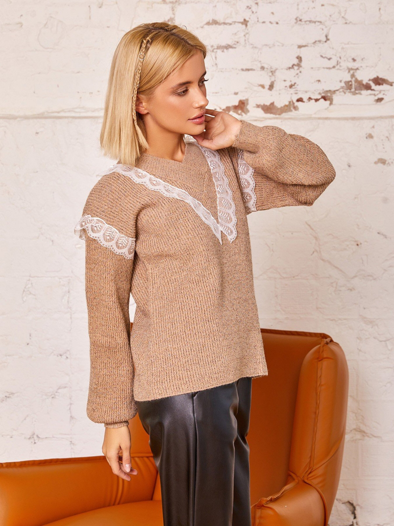 Свитер ISSA Plus модель WN20-178_beige Фото