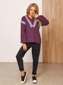 Свитер ISSA Plus модель WN20-178_purple Фото