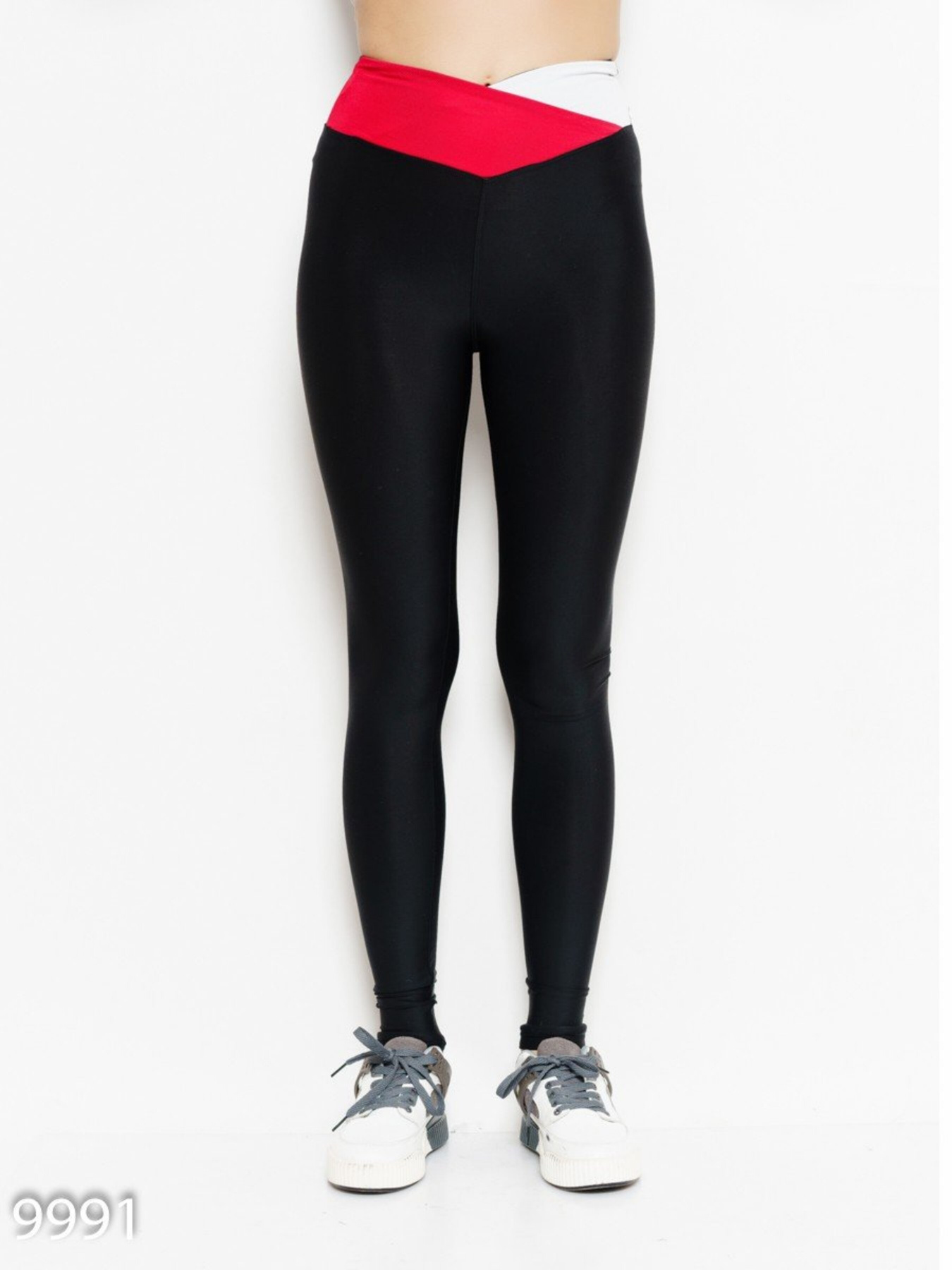 Спортивні леггінси ISSA Plus модель 9991_blackred Фото