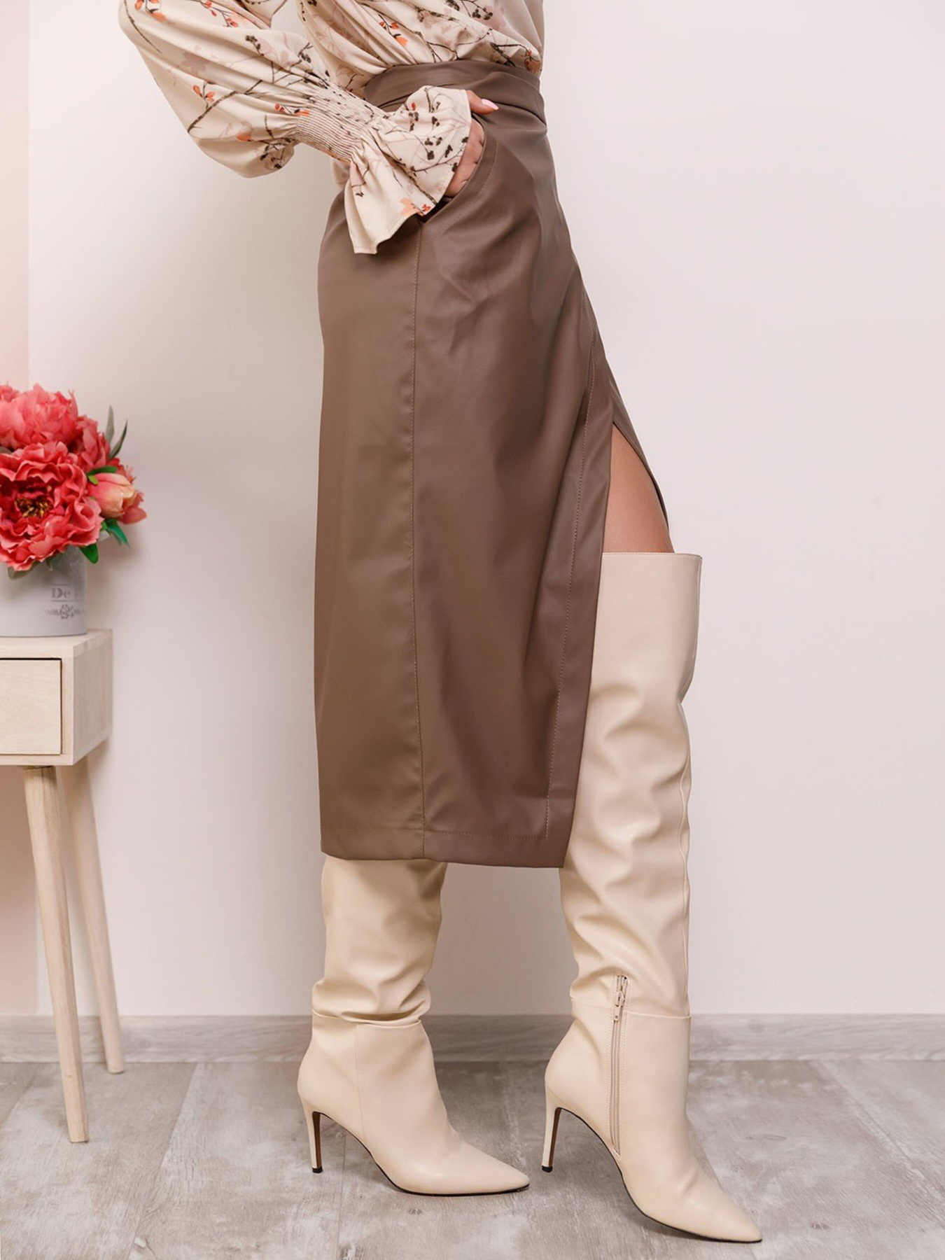 Юбка миди ISSA Plus модель 11278_beige Фото