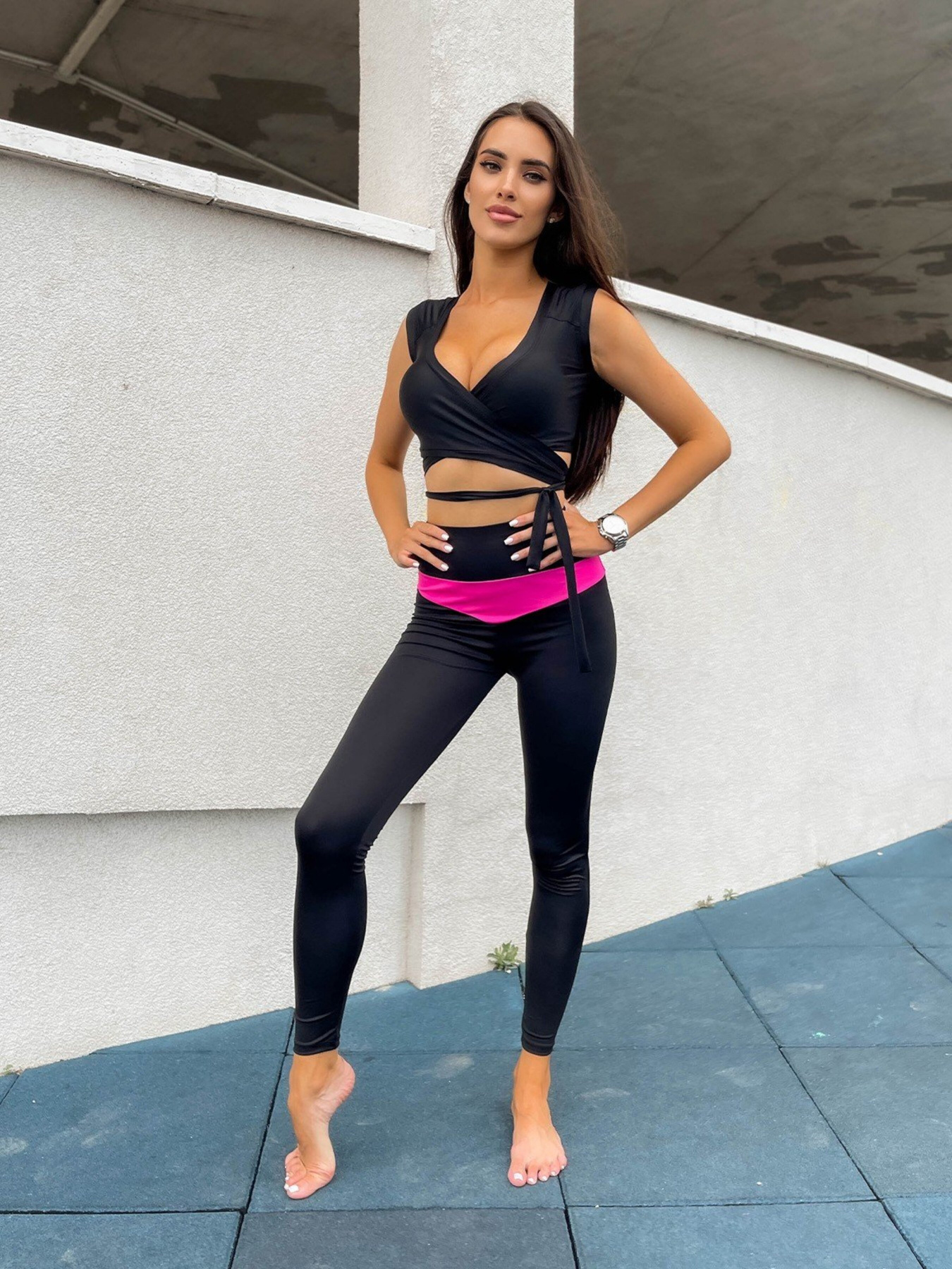 Спортивні леггінси ISSA Plus модель 12861_blackcrimson Спортивні леггінси ISSA Plus модель 12861_blackcrimson Фото