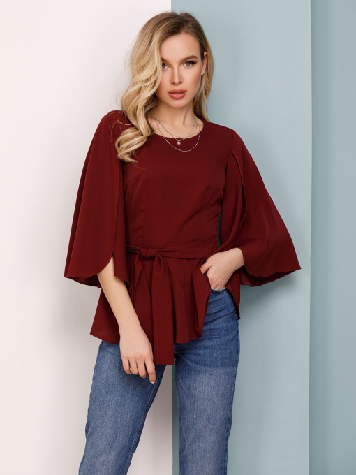Блуза ISSA Plus модель SA-149_burgundy Фото