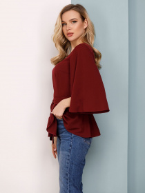 Блуза ISSA Plus модель SA-149_burgundy Блуза ISSA Plus модель SA-149_burgundy Фото