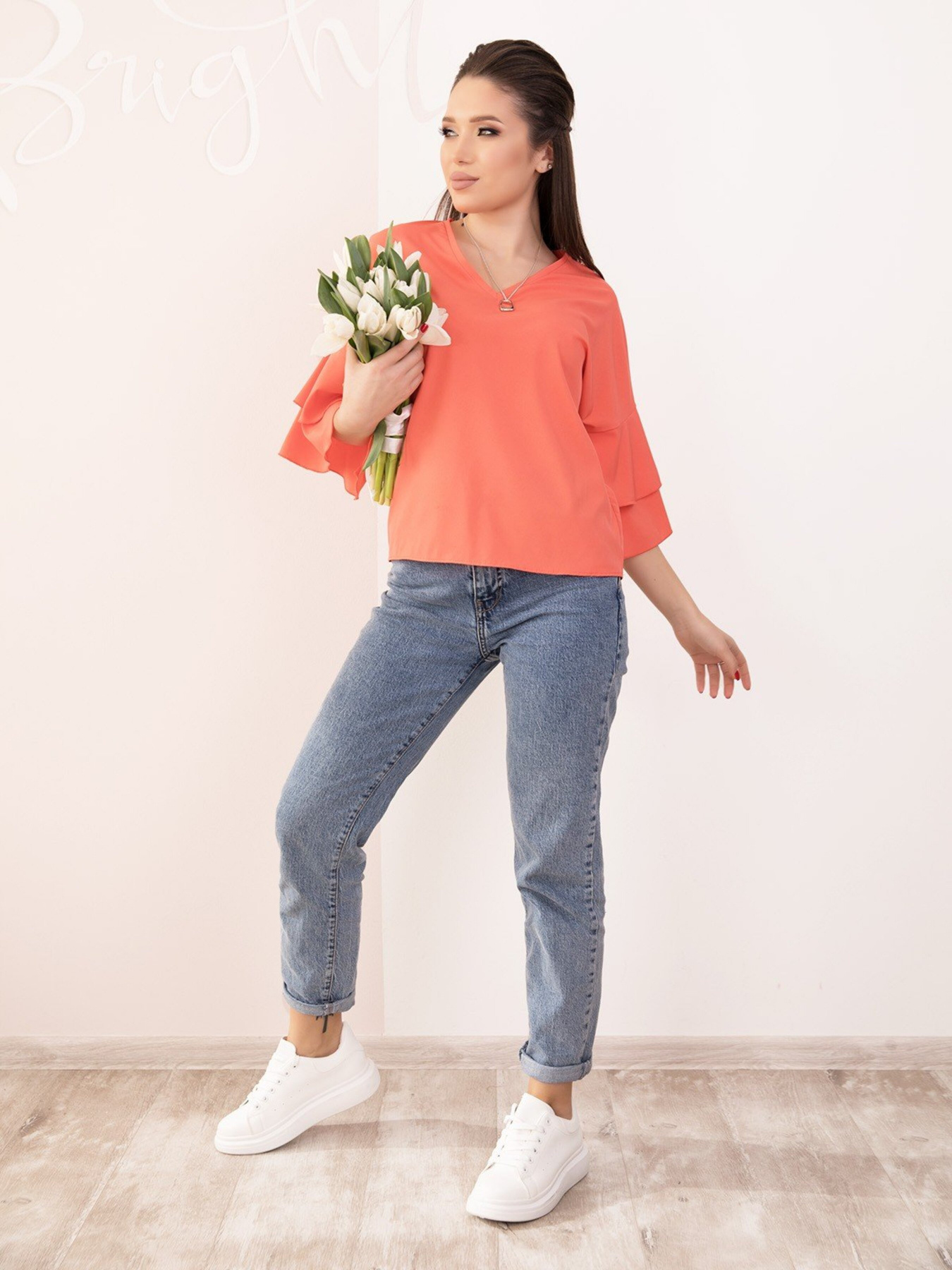 Блуза ISSA Plus модель SA-153_coral Фото