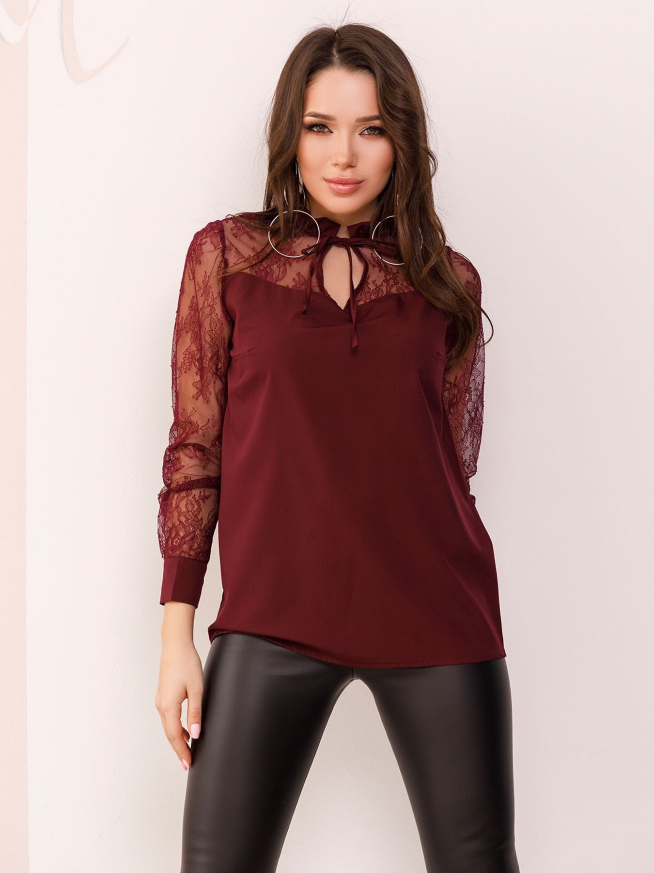 Блуза ISSA Plus модель SA-162_burgundy Фото