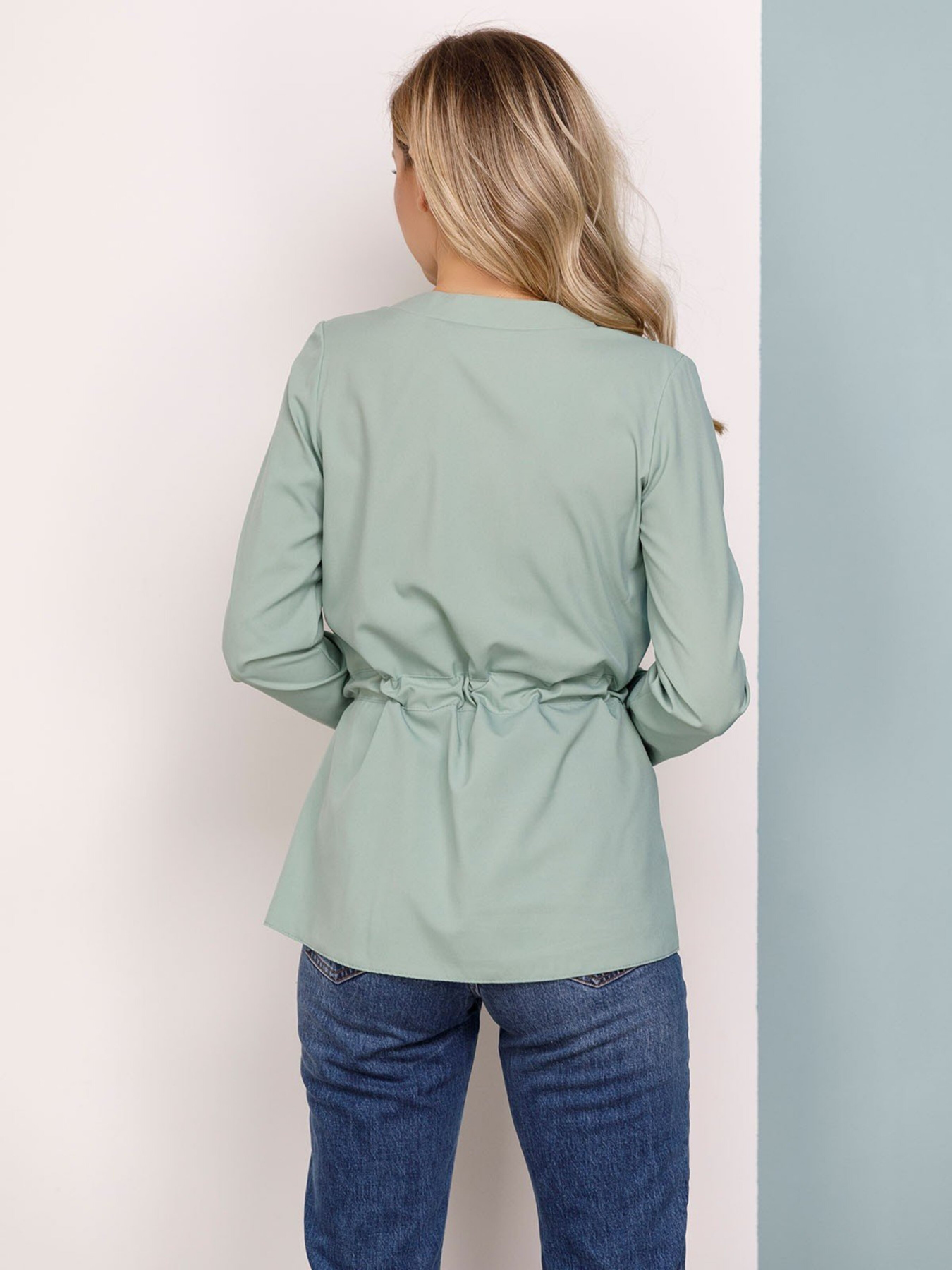 Блуза ISSA Plus модель SA-166_green Блуза ISSA Plus модель SA-166_green Фото