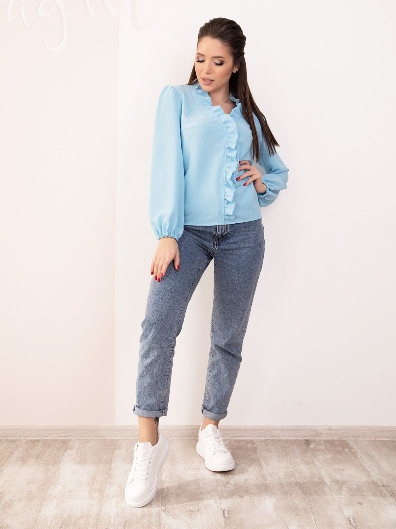 Блуза ISSA Plus модель SA-184_blue Блуза ISSA Plus модель SA-184_blue Фото