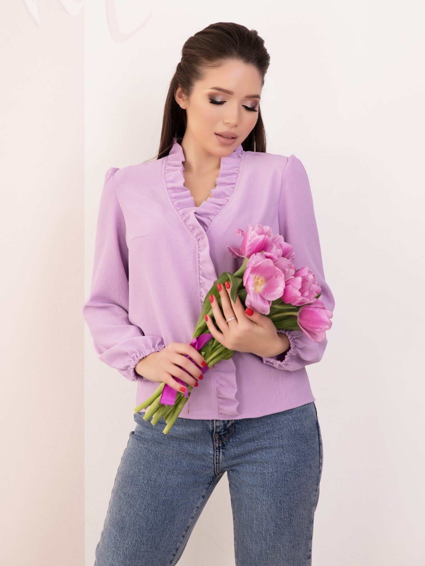 Блуза ISSA Plus модель SA-184_lilac Блуза ISSA Plus модель SA-184_lilac Фото