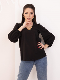 Блуза ISSA Plus модель SA-187_black Блуза ISSA Plus модель SA-187_black Фото