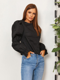 Блуза ISSA Plus модель SA-279_black Блуза ISSA Plus модель SA-279_black Фото