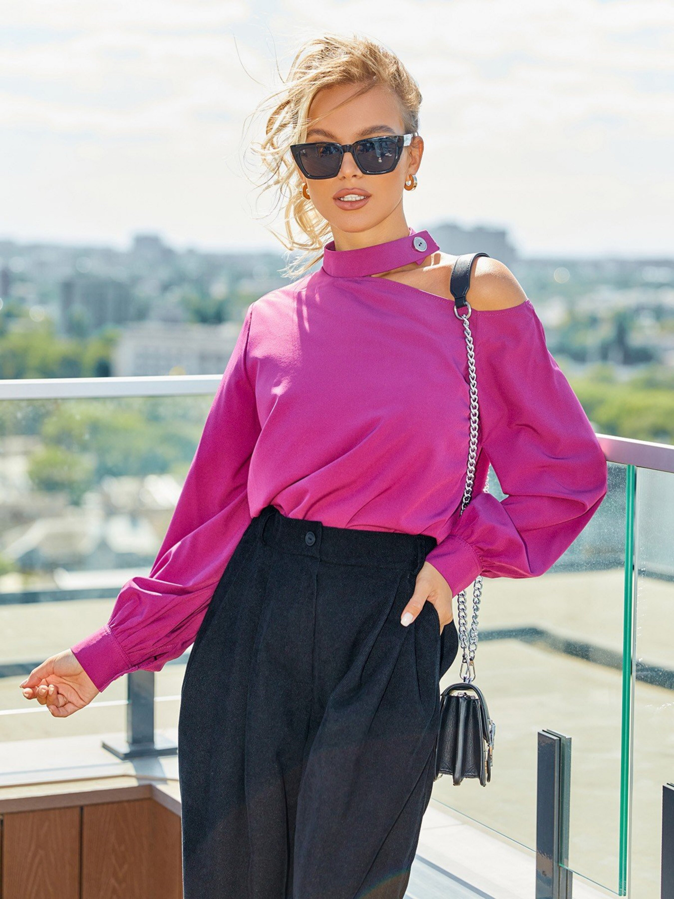 Блуза ISSA Plus модель SA-285_purple Фото