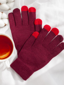 Перчатки ISSA Plus модель PE-21_burgundy Фото