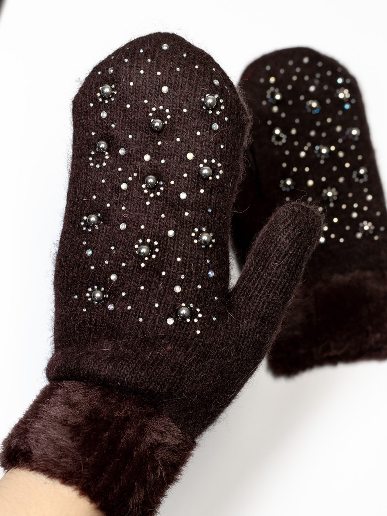 Варежки ISSA Plus модель PE-24_darkbrown Фото