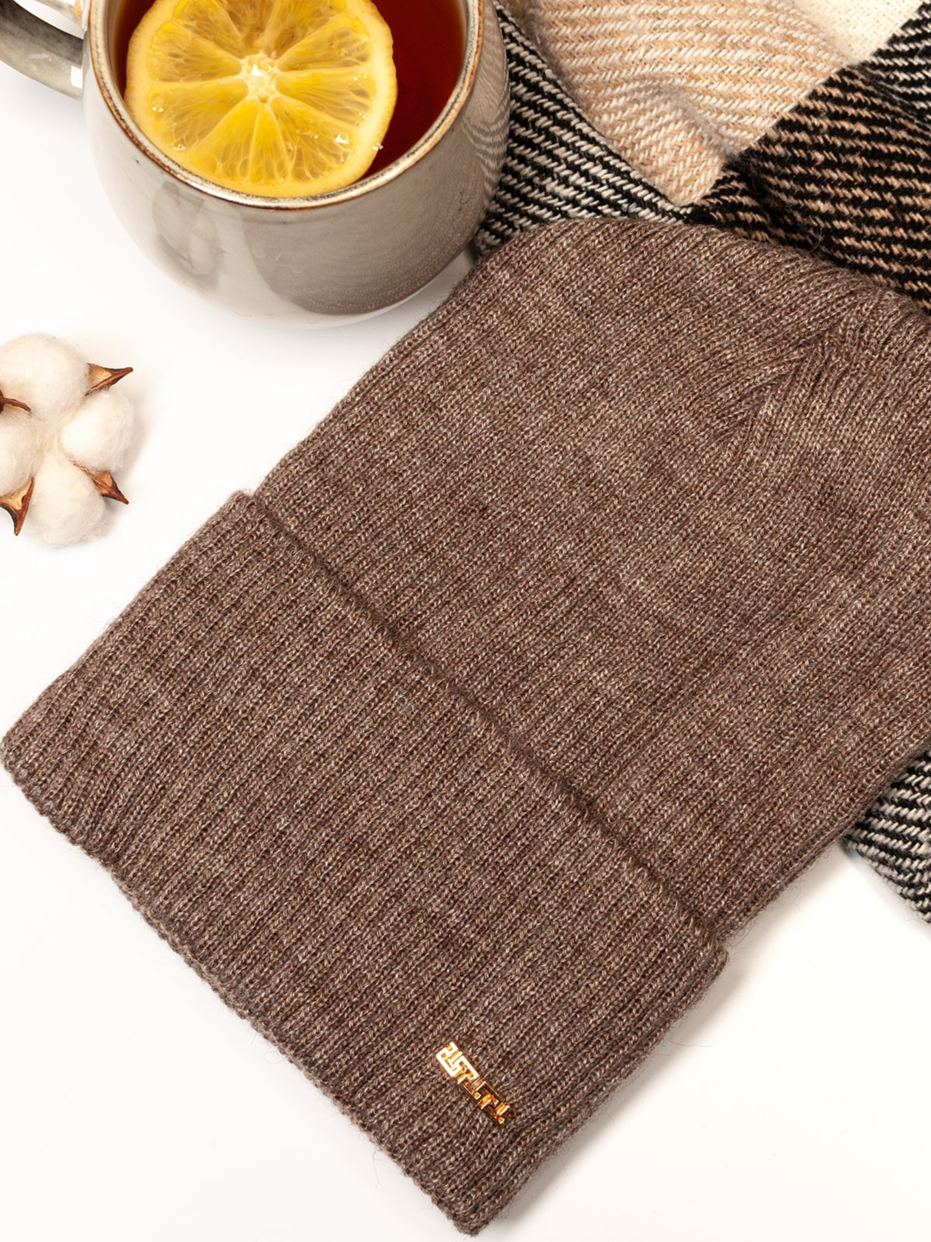 Шапка ISSA Plus модель SH-02_darkbeige Фото