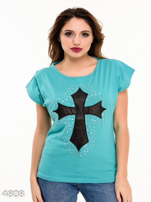 Футболка ISSA Plus модель 4808_turquoise Фото