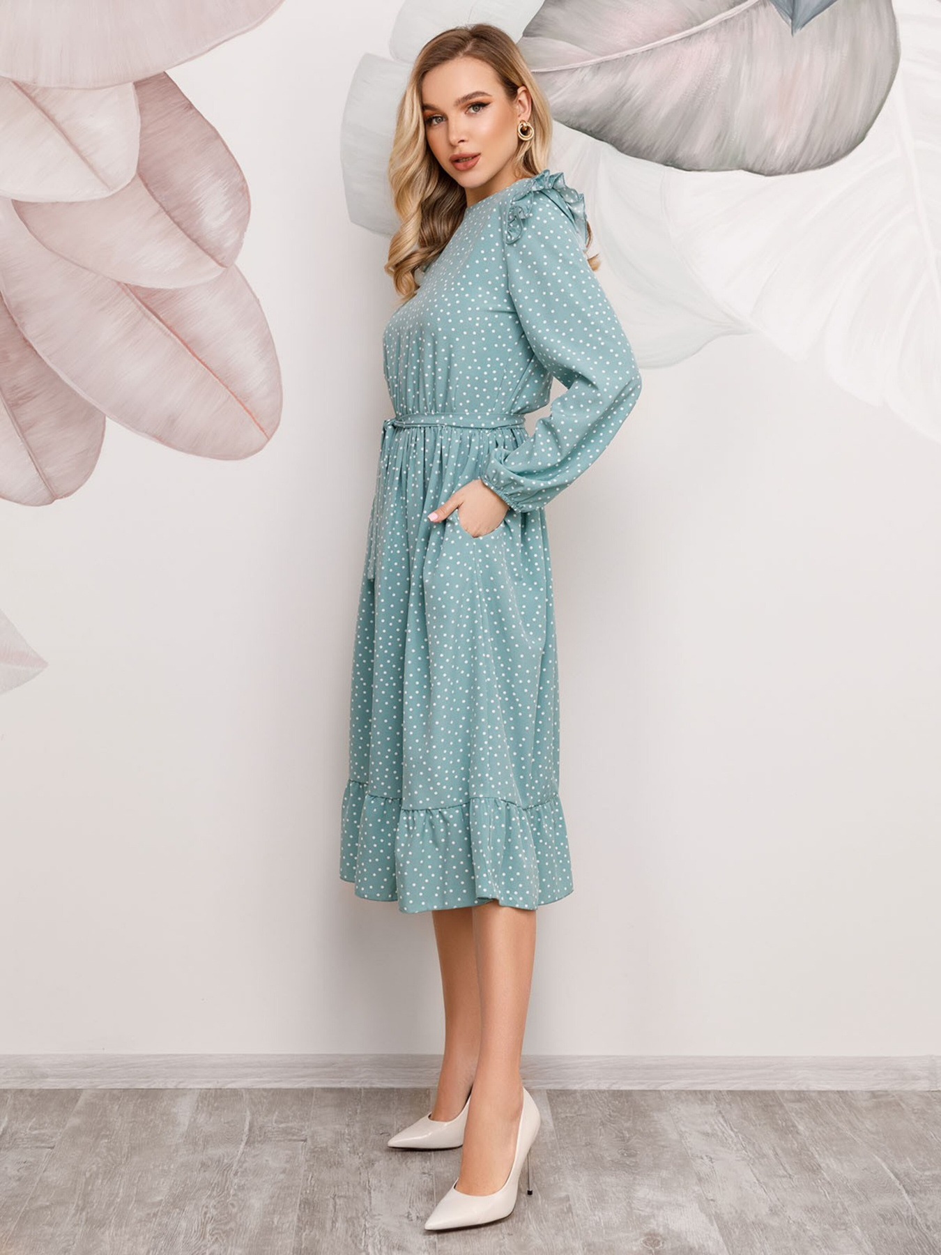 Сукня міді ISSA Plus модель 12198_mint Фото