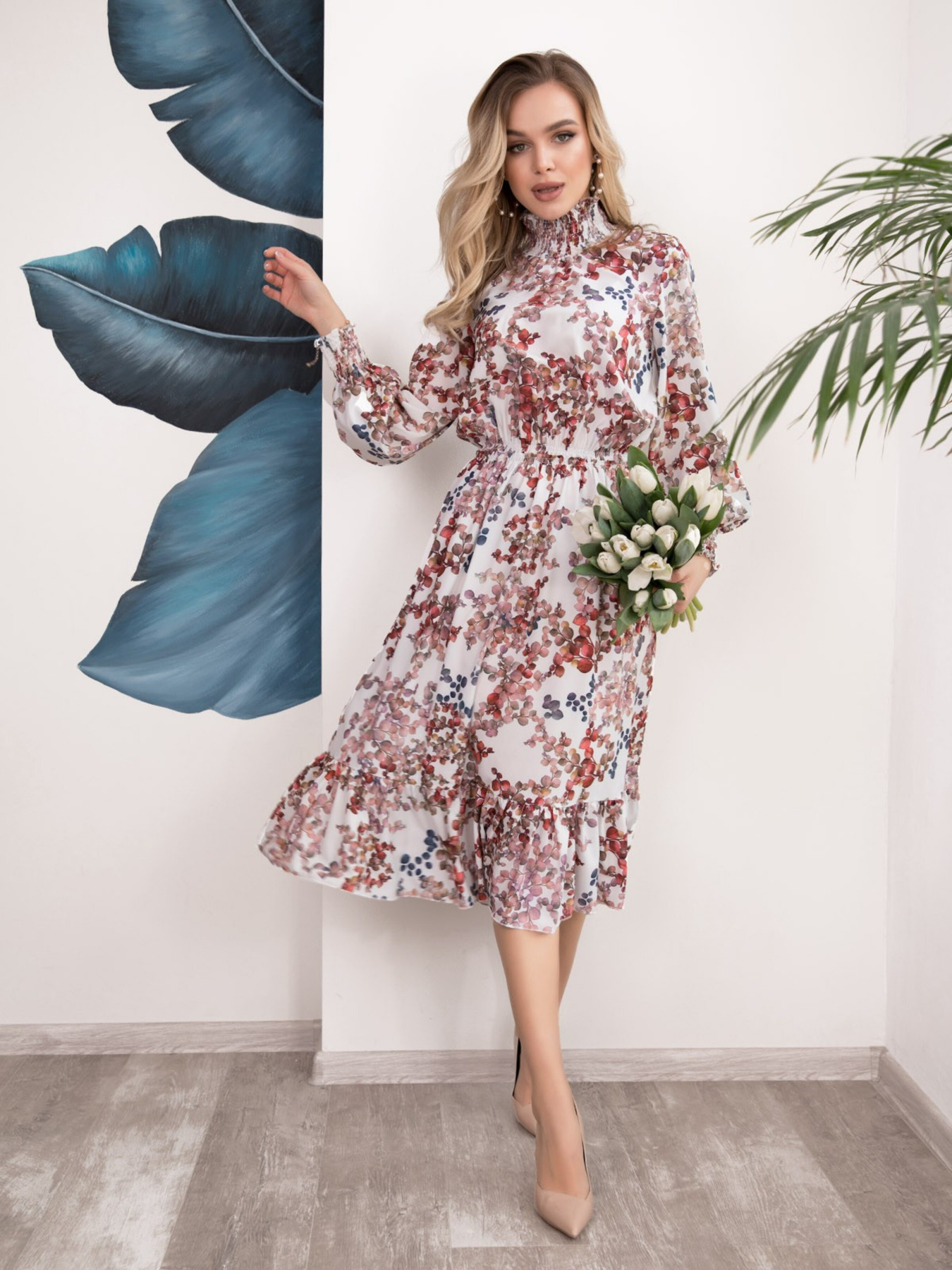 Платье миди ISSA Plus модель 12522_white Фото