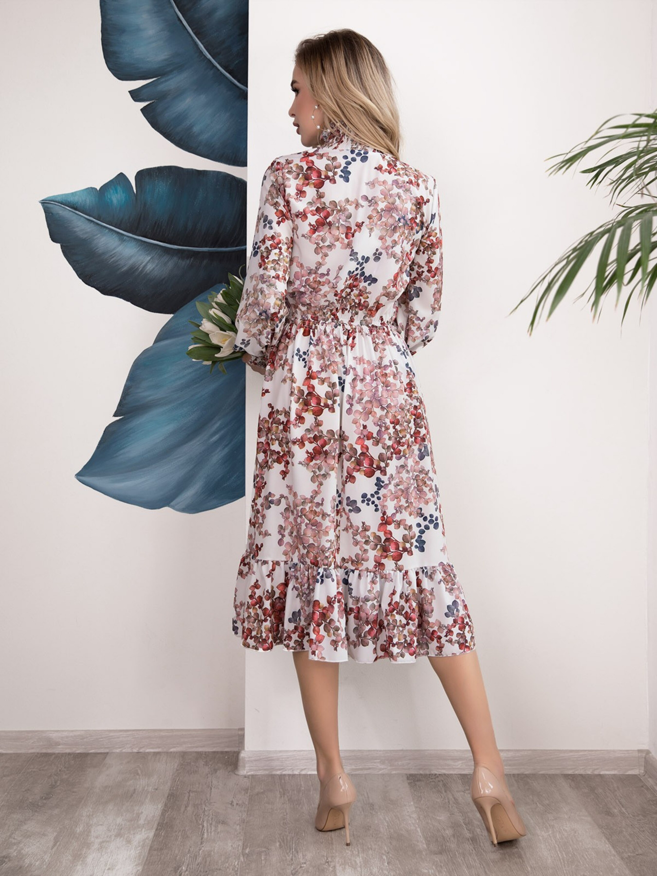 Платье миди ISSA Plus модель 12522_white Фото