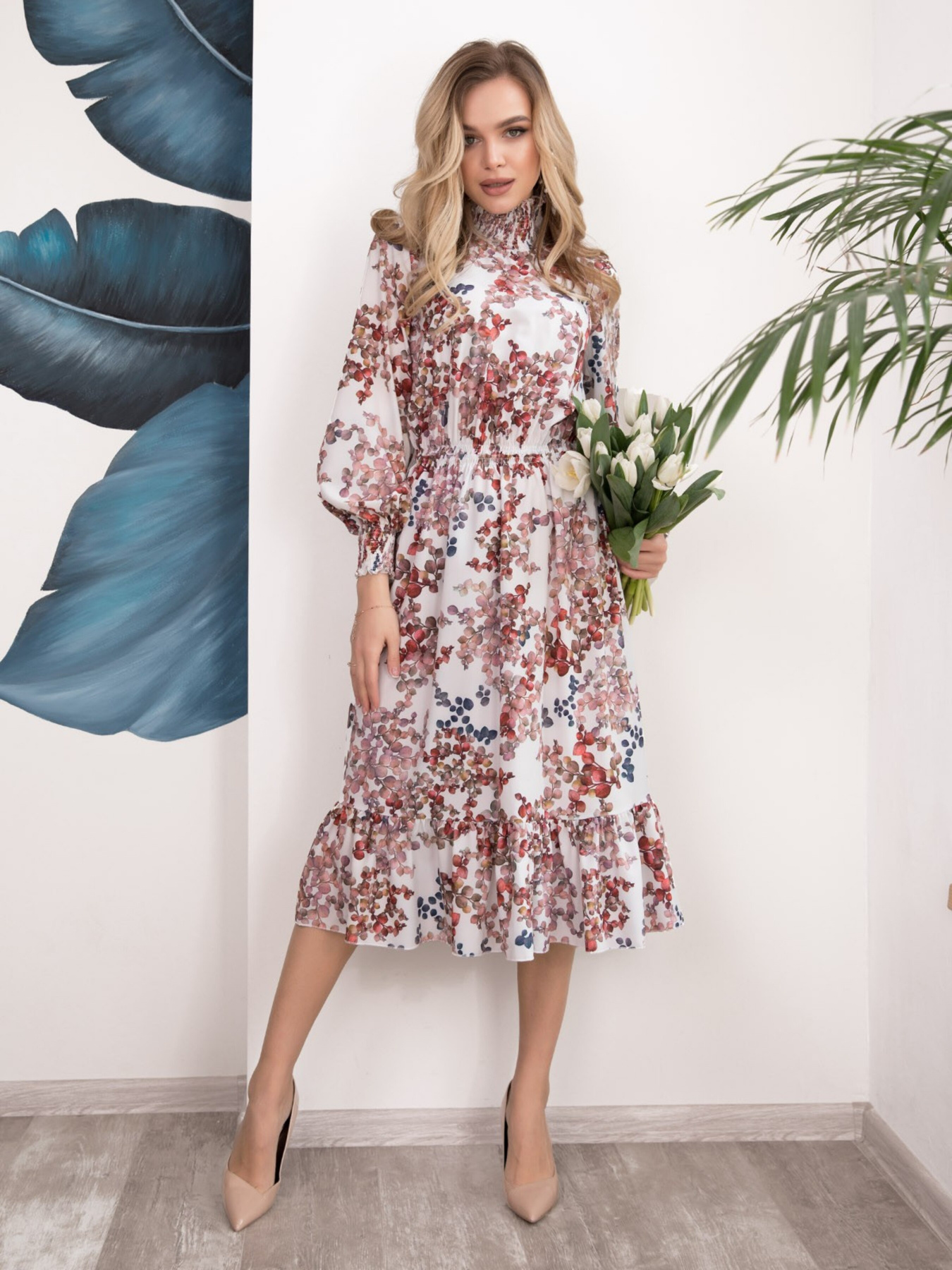 Платье миди ISSA Plus модель 12522_white Фото