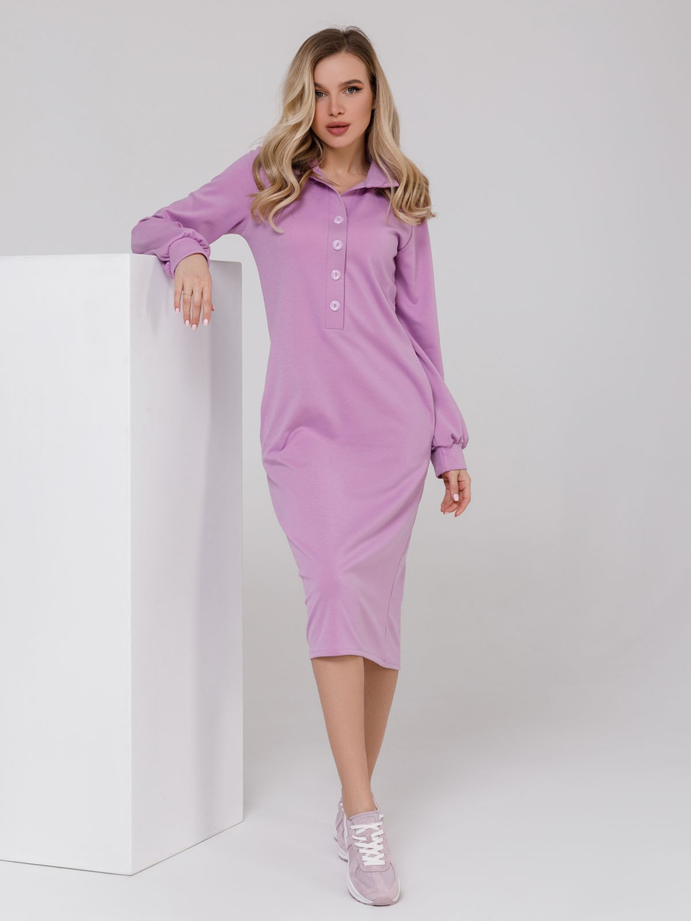 Платье миди ISSA Plus модель 12511_lilac Фото