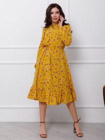 Сукня міді ISSA Plus модель 12413_mustard Фото
