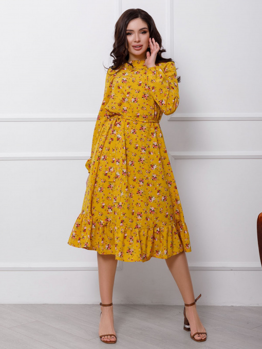 Платье миди ISSA Plus модель 12413_mustard Фото