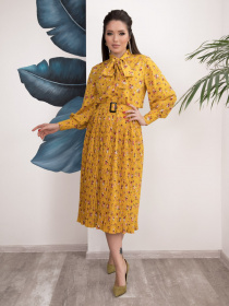 Платье миди ISSA Plus модель 12514_mustard Платье миди ISSA Plus модель 12514_mustard Фото