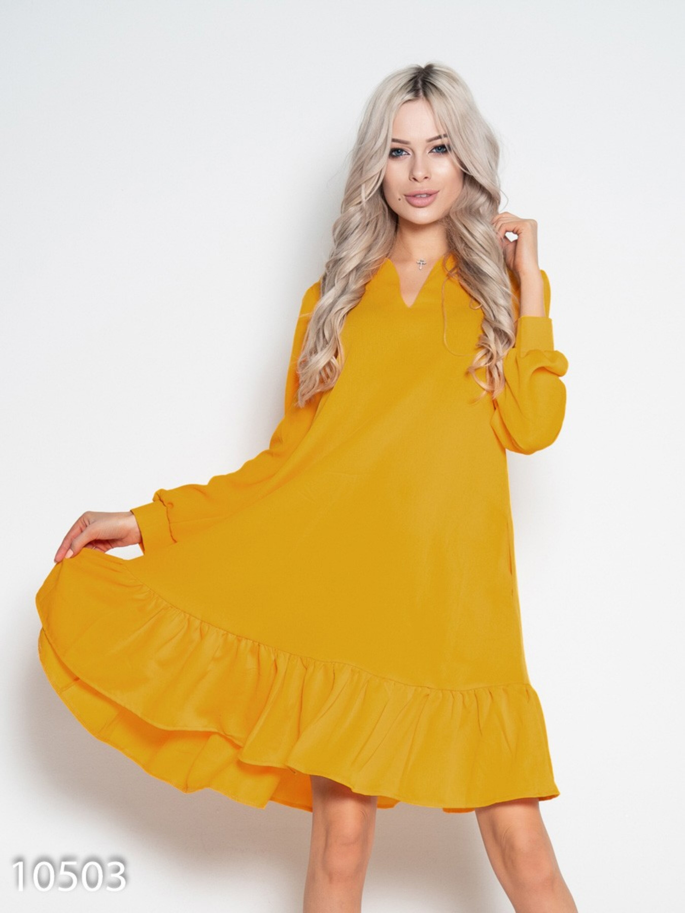 Платье мини ISSA Plus модель 10503_mustard Фото