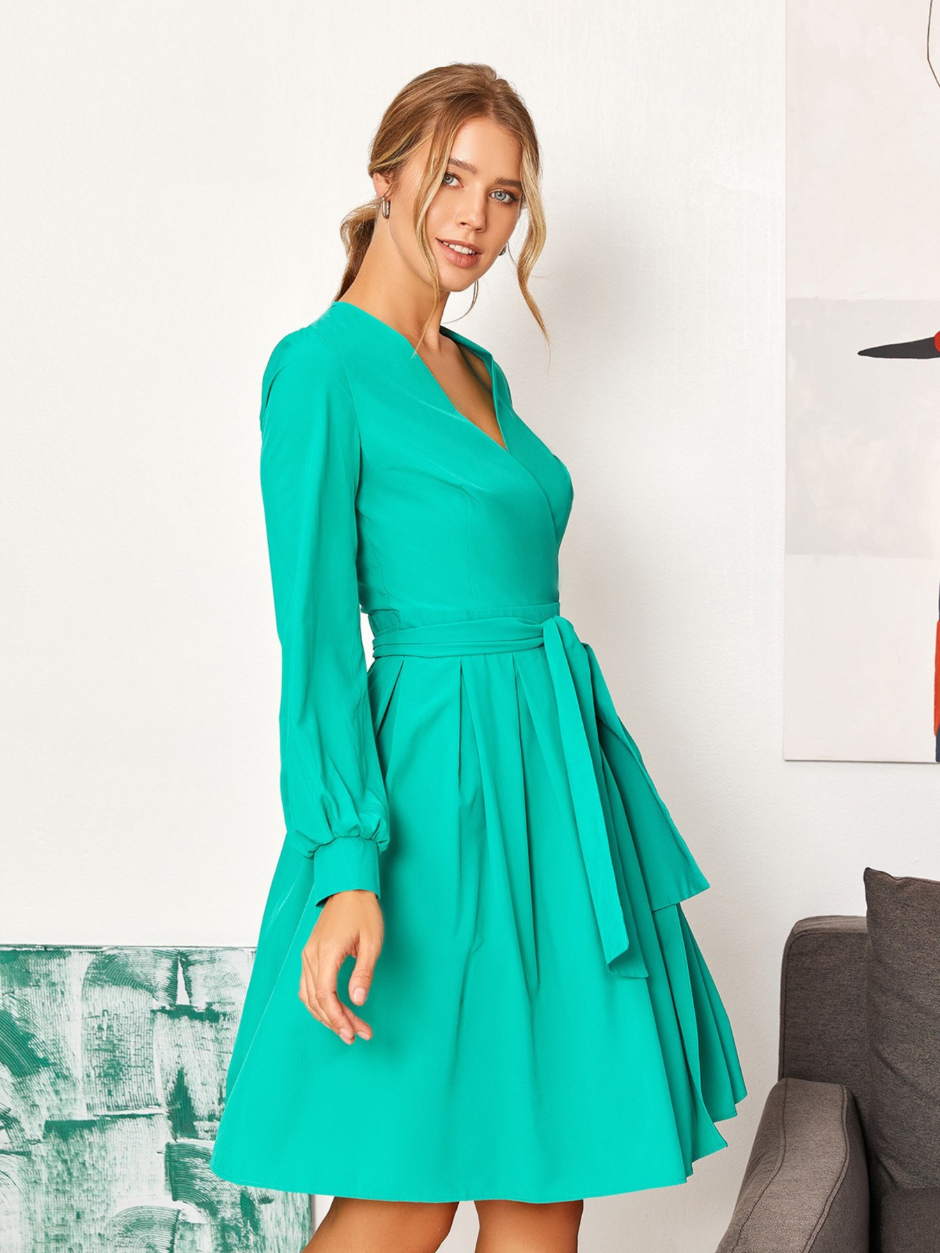 Платье мини ISSA Plus модель 13040_green Фото