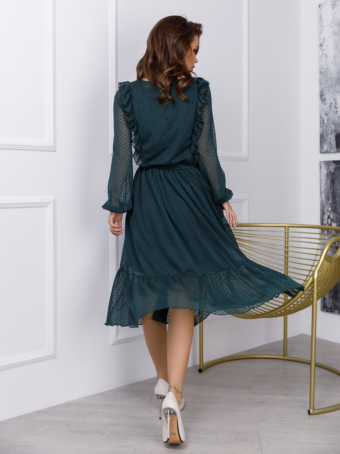 Сукня міді ISSA Plus модель 12286_green Фото