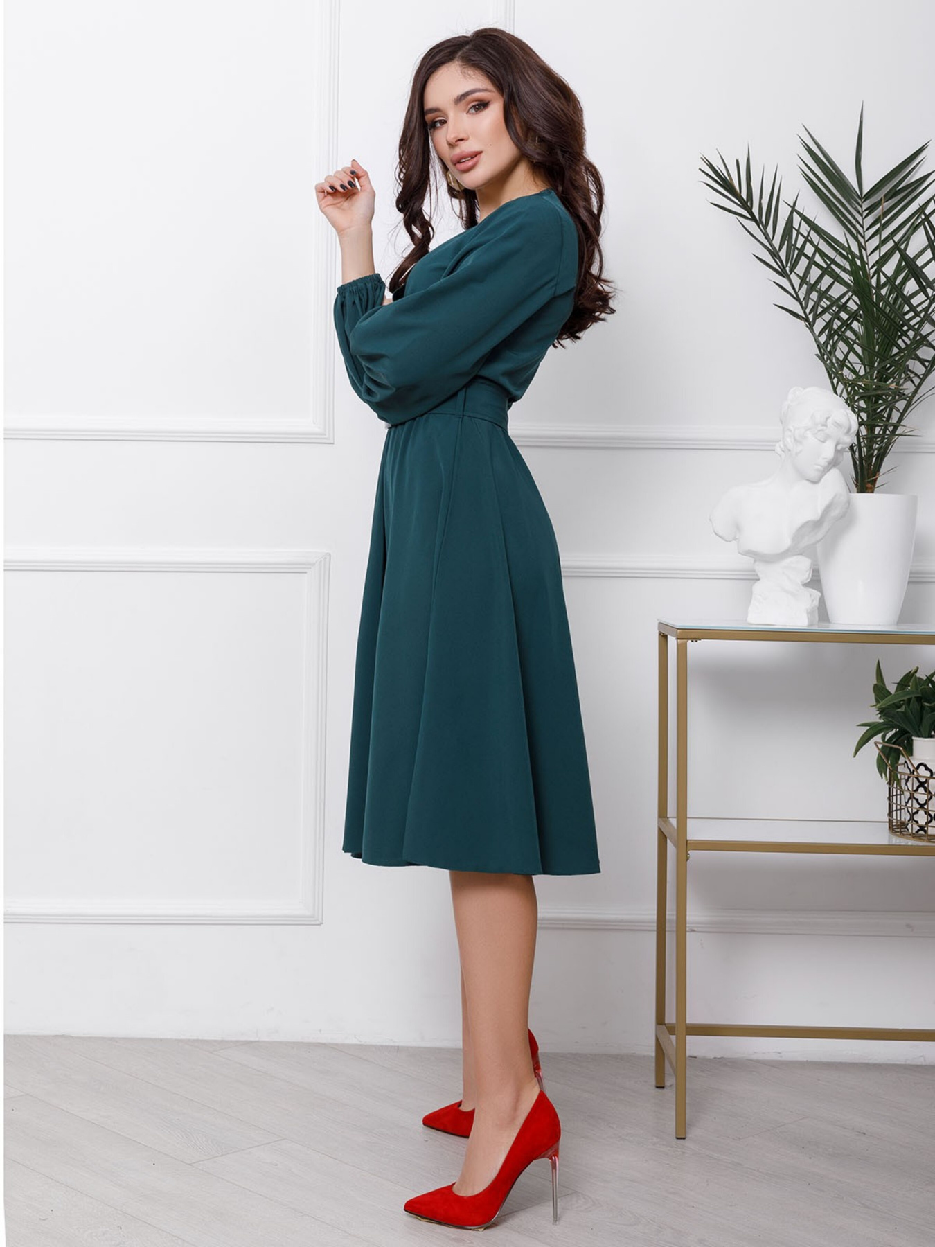 Сукня міді ISSA Plus модель 12417_green Фото