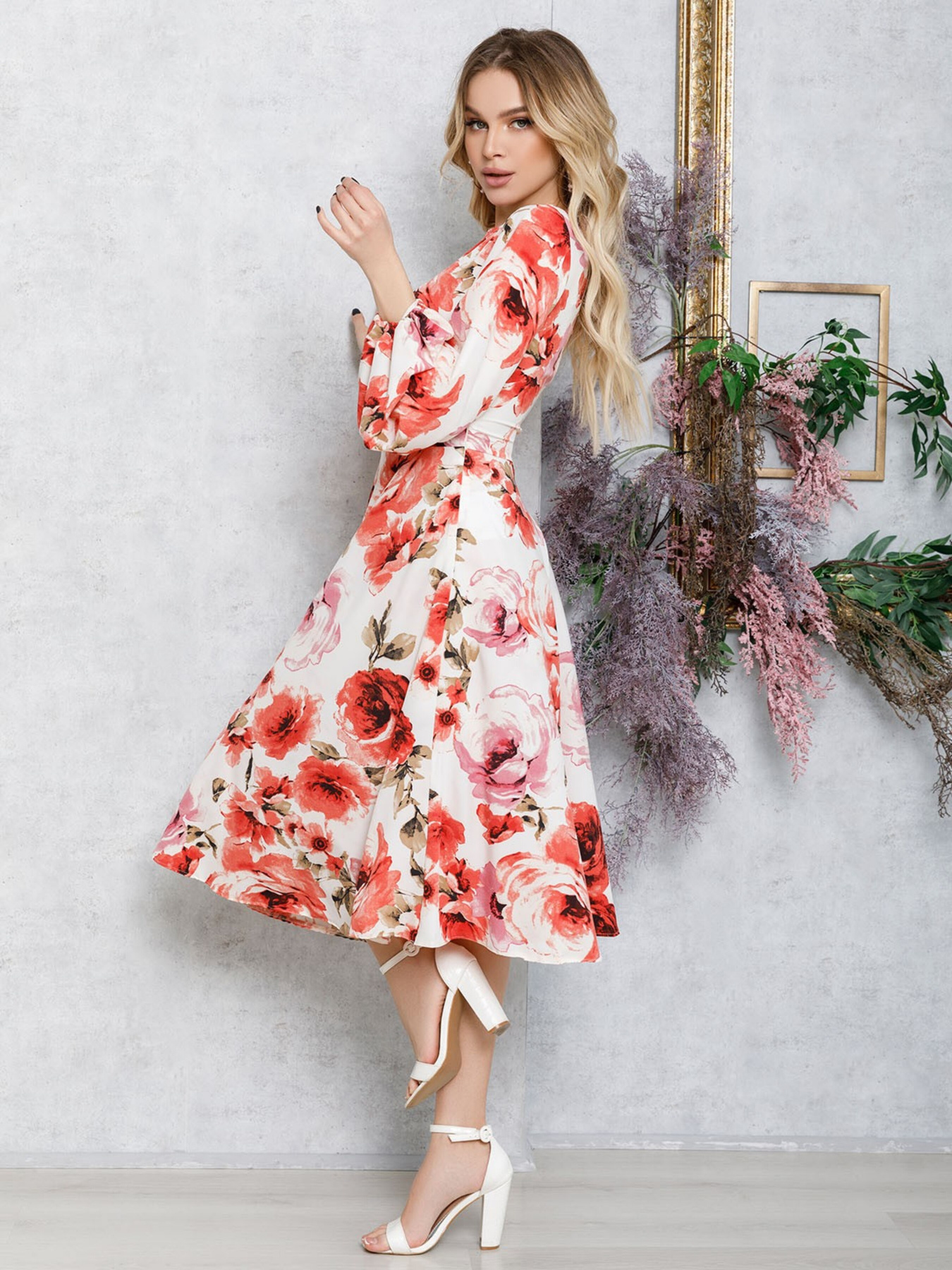 Сукня міді ISSA Plus модель 12564_multicolor Фото