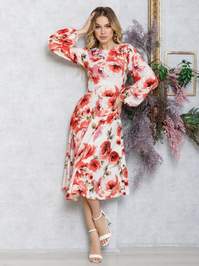 Сукня міді ISSA Plus модель 12564_multicolor - фото