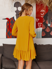 Платье мини ISSA Plus модель 12848_mustard Фото