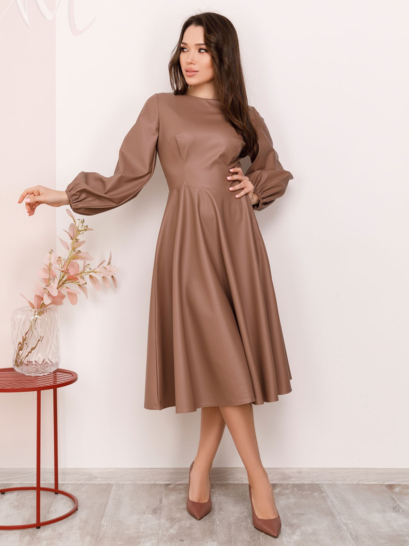 Сукня міді ISSA Plus модель 12379_brown Фото