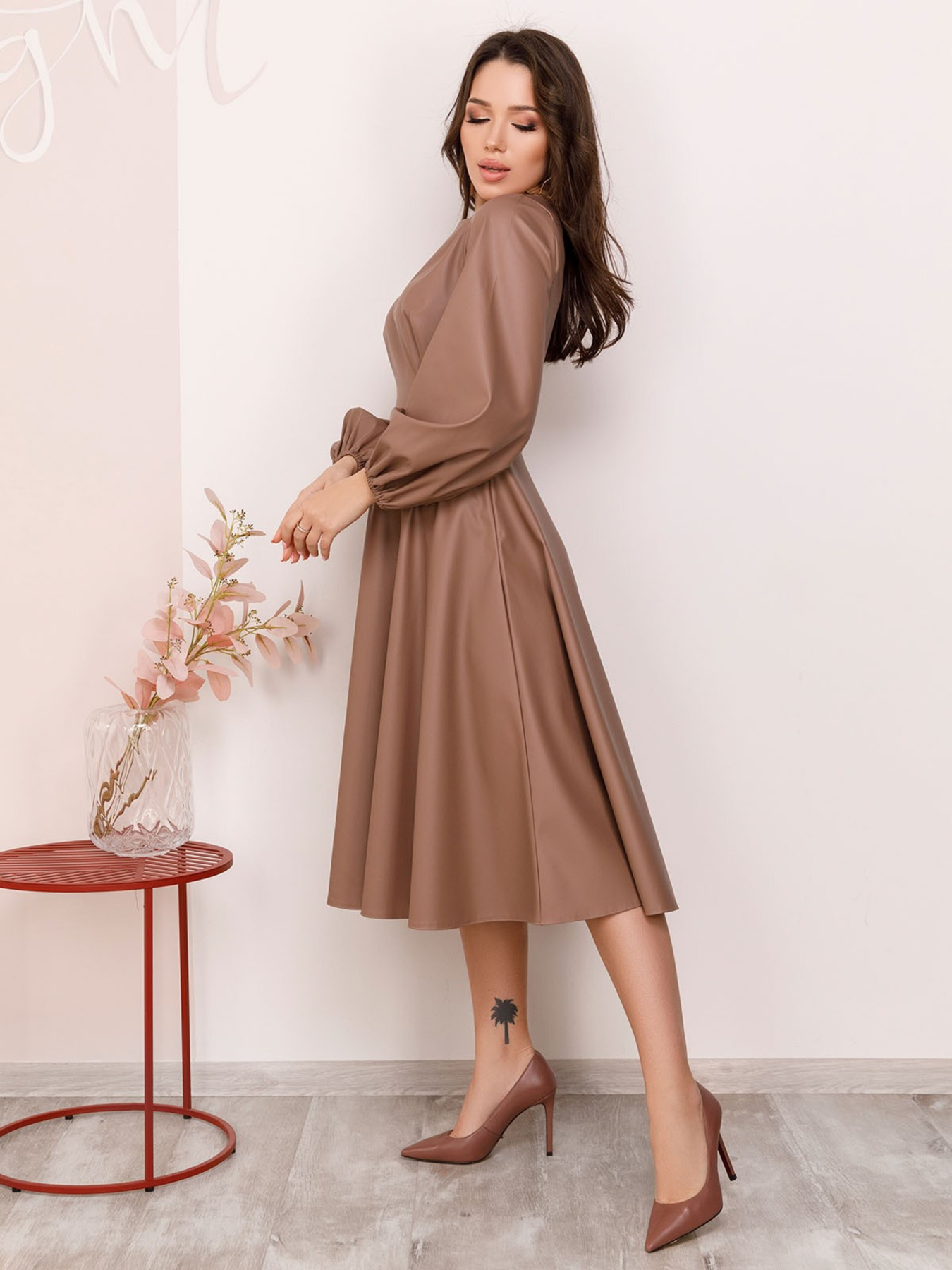 Платье миди ISSA Plus модель 12379_brown Платье миди ISSA Plus модель 12379_brown Фото